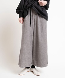 R3802 チェックイージーワイドギャザーパンツ
