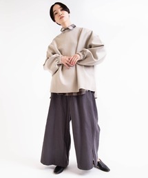R3802 チェックイージーワイドギャザーパンツ