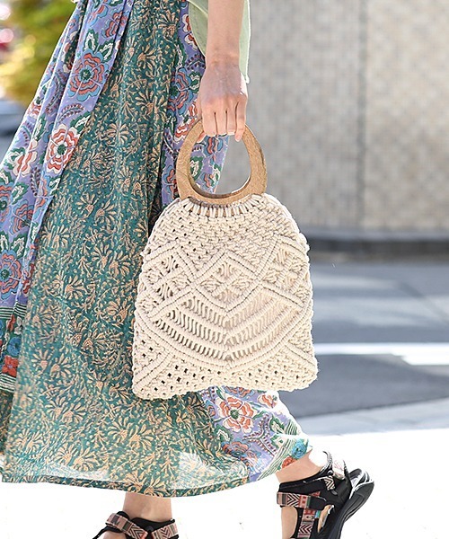 チチカカ（チチカカ）の「ブレードロープバッグ（トートバッグ・レディース・ブラック/オフホワイト・FREE）」の2枚目の写真