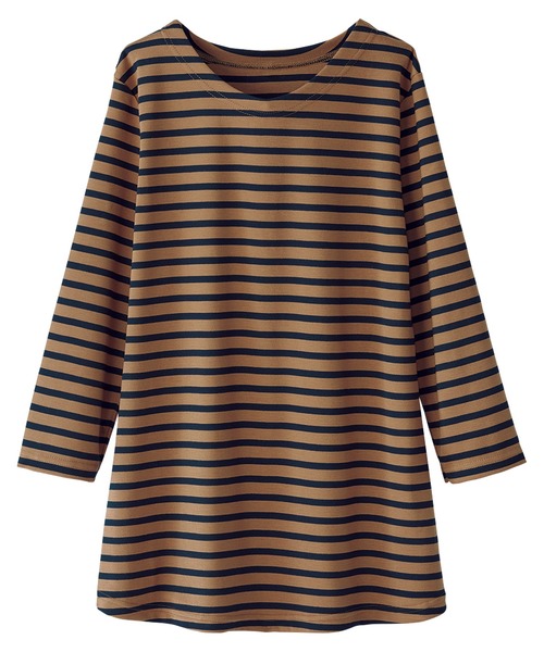 BELLUNA PLUS(ベルーナ)の「ポンチ素材ボーダープルオーバー(7分袖)(Tシャツ/カットソー・レディース・ブラック/その他/その他1/その他2/その他3・MEDIUM/LARGE/X-LARGE)」の5枚目の写真