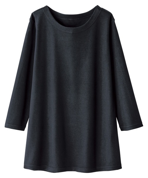 BELLUNA PLUS(ベルーナ)の「ポンチ素材ボーダープルオーバー(7分袖)(Tシャツ/カットソー・レディース・ブラック/その他/その他1/その他2/その他3・MEDIUM/LARGE/X-LARGE)」の2枚目の写真