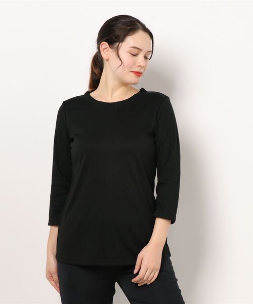 BELLUNA PLUS(ベルーナ)の「ポンチ素材ボーダープルオーバー(7分袖)(Tシャツ/カットソー・レディース・ブラック/その他/その他1/その他2/その他3・MEDIUM/LARGE/X-LARGE)」の9枚目の写真