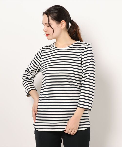 BELLUNA PLUS(ベルーナ)の「ポンチ素材ボーダープルオーバー(7分袖)(Tシャツ/カットソー・レディース・ブラック/その他/その他1/その他2/その他3・MEDIUM/LARGE/X-LARGE)」の10枚目の写真