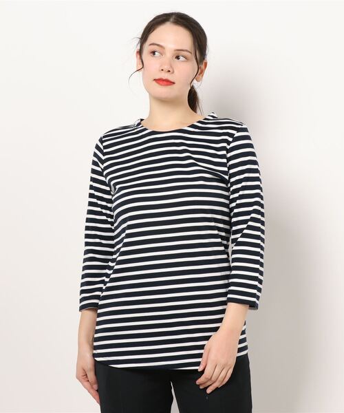 BELLUNA PLUS(ベルーナ)の「ポンチ素材ボーダープルオーバー(7分袖)(Tシャツ/カットソー・レディース・ブラック/その他/その他1/その他2/その他3・MEDIUM/LARGE/X-LARGE)」の11枚目の写真