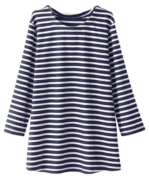 BELLUNA PLUS(ベルーナ)の「ポンチ素材ボーダープルオーバー(7分袖)(Tシャツ/カットソー・レディース・ブラック/その他/その他1/その他2/その他3・MEDIUM/LARGE/X-LARGE)」の6枚目の写真