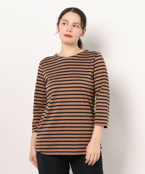 BELLUNA PLUS(ベルーナ)の「ポンチ素材ボーダープルオーバー(7分袖)(Tシャツ/カットソー・レディース・ブラック/その他/その他1/その他2/その他3・MEDIUM/LARGE/X-LARGE)」の12枚目の写真