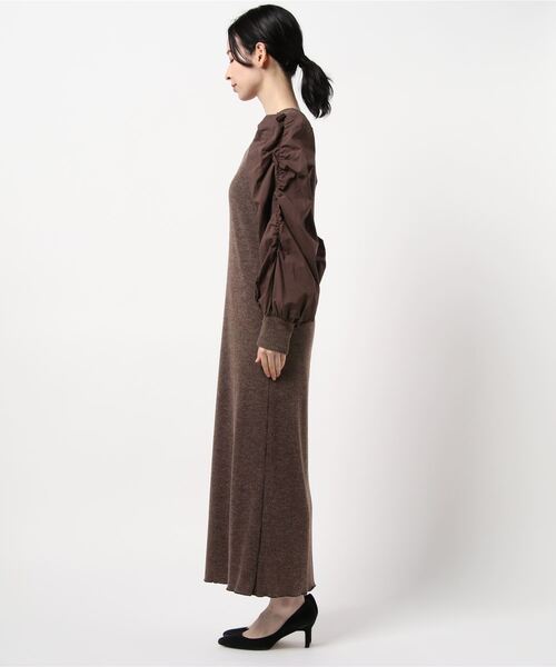 Cheek（チーク）の「袖切替パワショルワンピース（ワンピース・レディース・ブラック/ベージュ/ブラウン・MEDIUM）」の4枚目の写真