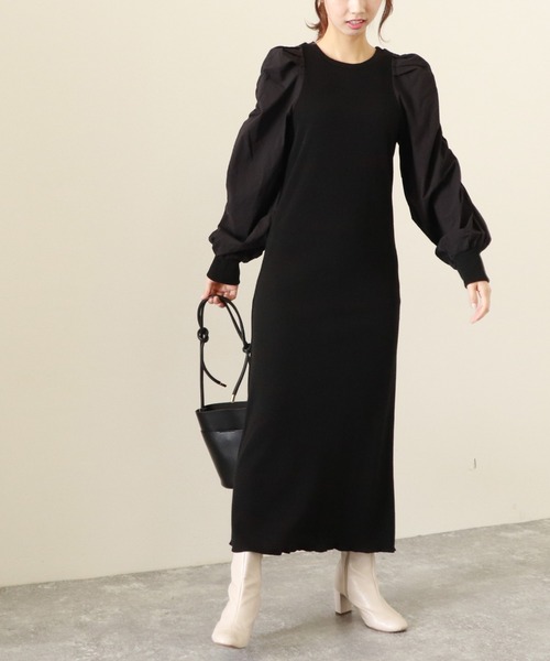 Cheek（チーク）の「袖切替パワショルワンピース（ワンピース・レディース・ブラック/ベージュ/ブラウン・MEDIUM）」の22枚目の写真