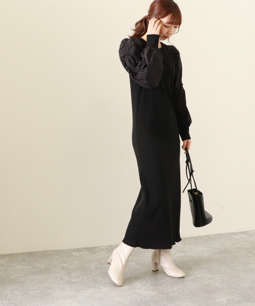 Cheek（チーク）の「袖切替パワショルワンピース（ワンピース・レディース・ブラック/ベージュ/ブラウン・MEDIUM）」の20枚目の写真