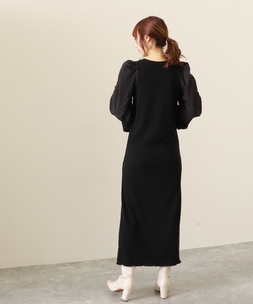 Cheek（チーク）の「袖切替パワショルワンピース（ワンピース・レディース・ブラック/ベージュ/ブラウン・MEDIUM）」の19枚目の写真