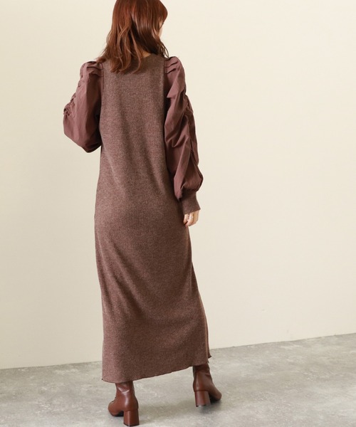 Cheek（チーク）の「袖切替パワショルワンピース（ワンピース・レディース・ブラック/ベージュ/ブラウン・MEDIUM）」の10枚目の写真