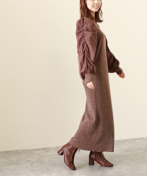 Cheek（チーク）の「袖切替パワショルワンピース（ワンピース・レディース・ブラック/ベージュ/ブラウン・MEDIUM）」の11枚目の写真