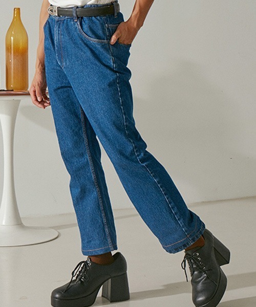 セブンフェアリー　　デニムパンツ　サックス feepur（フェピュール）の「【4size展開】ベーシックストレート