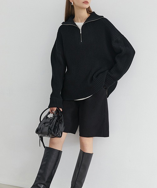 Fano Studios（ファノ ストゥディオズ）の「【Fano Studios】Harf zip rib knit FD20S097（ニット/セーター・レディース・ブラック・S/L/M）」の10枚目の写真