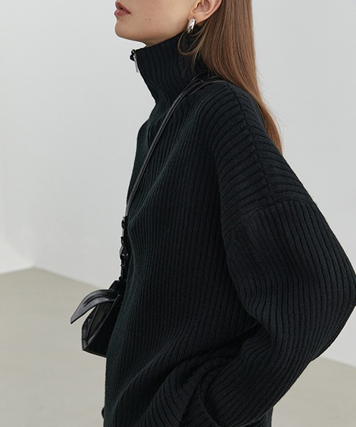 Fano Studios（ファノ ストゥディオズ）の「【Fano Studios】Harf zip rib knit FD20S097（ニット/セーター・レディース・ブラック・S/L/M）」の13枚目の写真