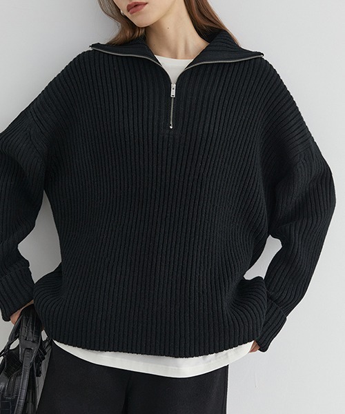 Fano Studios（ファノ ストゥディオズ）の「【Fano Studios】Harf zip rib knit FD20S097（ニット/セーター・レディース・ブラック・S/L/M）」の15枚目の写真