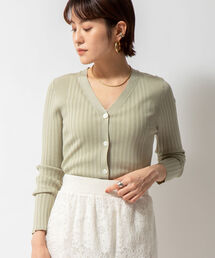 リブVネックカーディガン