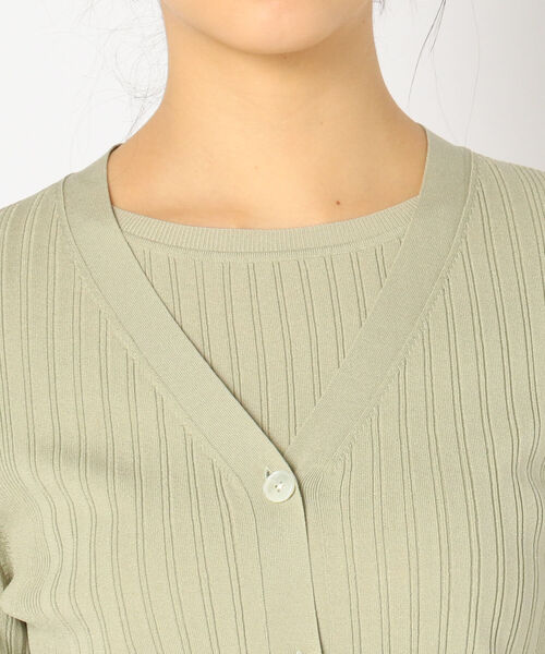 NOLLEY’S Sophi（ノーリーズソフィ）の「リブVネックカーディガン（カーディガン/ボレロ・レディース・オフホワイト/グレー/ライトグリーン/サーモンピンク・38）」の8枚目の写真
