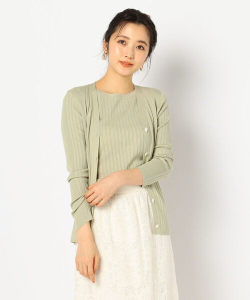 NOLLEY’S Sophi（ノーリーズソフィ）の「リブVネックカーディガン（カーディガン/ボレロ・レディース・オフホワイト/グレー/ライトグリーン/サーモンピンク・38）」の12枚目の写真