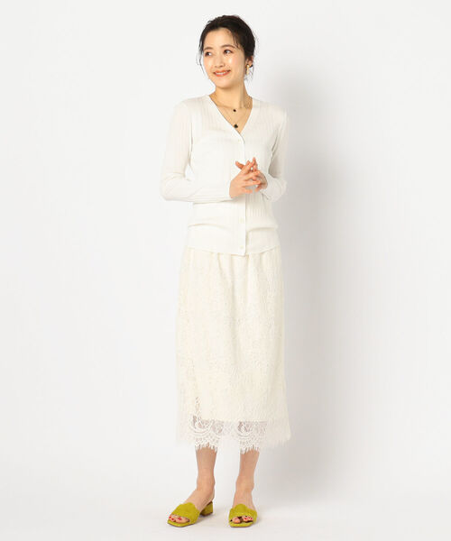 NOLLEY’S Sophi（ノーリーズソフィ）の「リブVネックカーディガン（カーディガン/ボレロ・レディース・オフホワイト/グレー/ライトグリーン/サーモンピンク・38）」の15枚目の写真