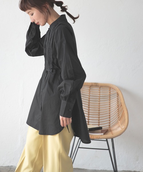 bohmal（ボマール）の「タックヨークセットシャツ（シャツ/ブラウス・レディース・グリーン/ホワイト/ブラック・FREE）」の4枚目の写真