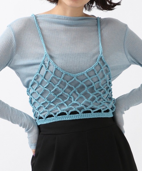 ROCKET x LUNCH（ロケットアンドランチ）の「ROCKET×LUNCH／透かし編みビスチェ 2932501（チューブトップ・レディース・ライトブルー/ナチュラル/ブラック・SMALL）」の3枚目の写真