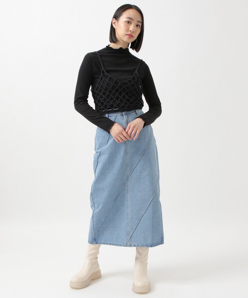 ROCKET x LUNCH（ロケットアンドランチ）の「ROCKET×LUNCH／透かし編みビスチェ 2932501（チューブトップ・レディース・ライトブルー/ナチュラル/ブラック・SMALL）」の6枚目の写真