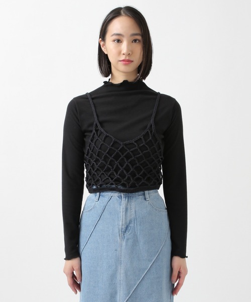 ROCKET x LUNCH（ロケットアンドランチ）の「ROCKET×LUNCH／透かし編みビスチェ 2932501（チューブトップ・レディース・ライトブルー/ナチュラル/ブラック・SMALL）」の9枚目の写真