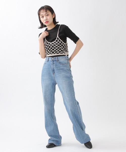 ROCKET x LUNCH（ロケットアンドランチ）の「ROCKET×LUNCH／透かし編みビスチェ 2932501（チューブトップ・レディース・ライトブルー/ナチュラル/ブラック・SMALL）」の21枚目の写真