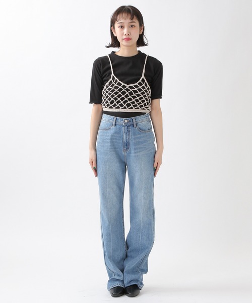 ROCKET x LUNCH（ロケットアンドランチ）の「ROCKET×LUNCH／透かし編みビスチェ 2932501（チューブトップ・レディース・ライトブルー/ナチュラル/ブラック・SMALL）」の19枚目の写真