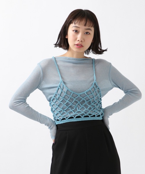 ROCKET x LUNCH（ロケットアンドランチ）の「ROCKET×LUNCH／透かし編みビスチェ 2932501（チューブトップ・レディース・ライトブルー/ナチュラル/ブラック・SMALL）」の17枚目の写真