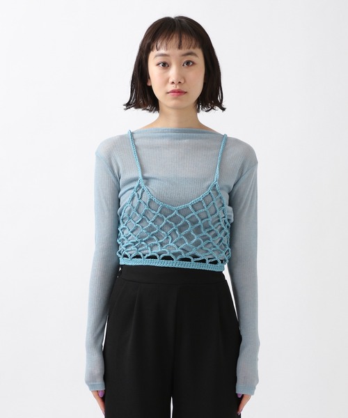 ROCKET x LUNCH（ロケットアンドランチ）の「ROCKET×LUNCH／透かし編みビスチェ 2932501（チューブトップ・レディース・ライトブルー/ナチュラル/ブラック・SMALL）」の10枚目の写真