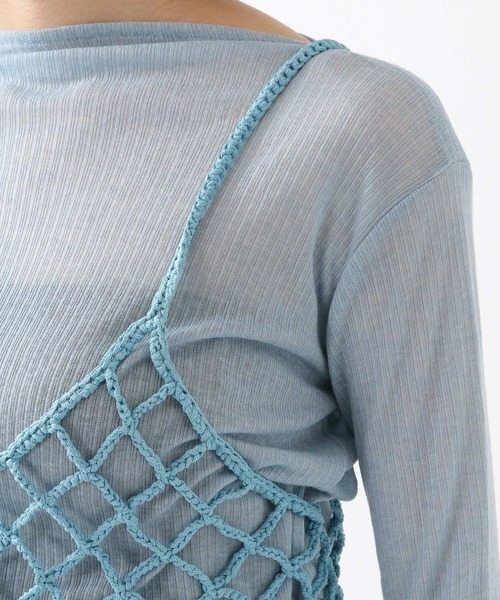 ROCKET x LUNCH（ロケットアンドランチ）の「ROCKET×LUNCH／透かし編みビスチェ 2932501（チューブトップ・レディース・ライトブルー/ナチュラル/ブラック・SMALL）」の5枚目の写真