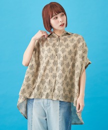 CUBE SUGAR | WEB限定 ボイル プリント 製品染め ギャザー シャツ(シャツ/ブラウス)