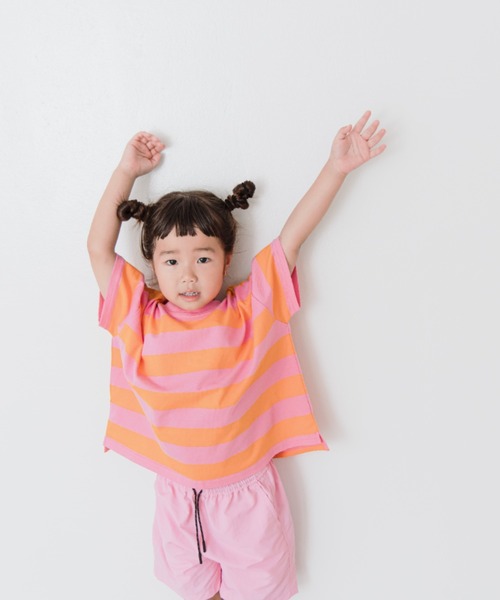 LOWRYS FARM(ローリーズファーム)の「USAフトボーダーTシャツ 937151(Tシャツ/カットソー・キッズ・ブラウン/イエロー/ブラック/レッド/ベージュ/グリーン/ピンク/モカ・110cm/140cm/120cm/150cm/130cm/150cm(140-150cm)/140cm(130-140cm)/110cm(100-110cm)/120cm(110-120cm)/130cm(120-130cm))」の7枚目の写真