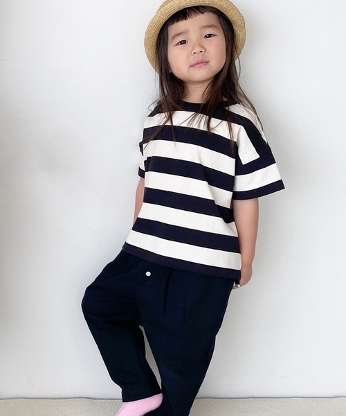 LOWRYS FARM(ローリーズファーム)の「USAフトボーダーTシャツ 937151(Tシャツ/カットソー・キッズ・ブラウン/イエロー/ブラック/レッド/ベージュ/グリーン/ピンク/モカ・110cm/140cm/120cm/150cm/130cm/150cm(140-150cm)/140cm(130-140cm)/110cm(100-110cm)/120cm(110-120cm)/130cm(120-130cm))」の10枚目の写真