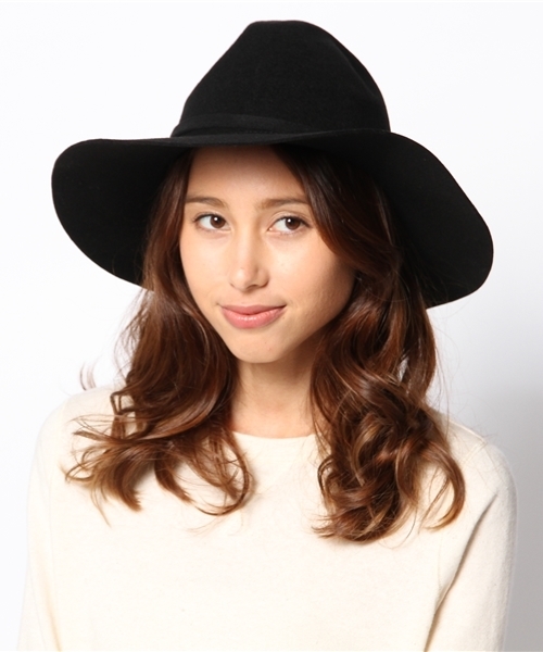 DISCOAT（ディスコート）の「【Discoat】フェルトつば広HAT（ハット・レディース・ブラック/ベージュ・ﾌﾘ-）」の5枚目の写真