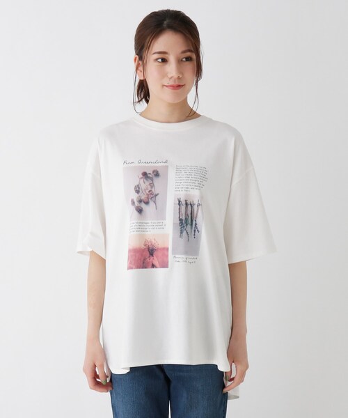 SHOO・LA・RUE(シューラルー)の「◆USAコットンアソートプリントラウンドヘムTシャツ(Tシャツ/カットソー・レディース・ホワイト系その他3/ベージュ系その他4/ブラック系1/ベージュ系2/ライトグリーン系/ホワイト系その他・04/02/03)」の7枚目の写真