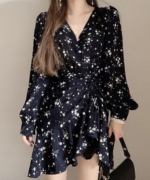 カシュクール 小花柄 ワンピース チュニック Grandeir グランディール のファッション カシュクール 小花柄 ワンピース チュニック Grandeir グランディール のファッション