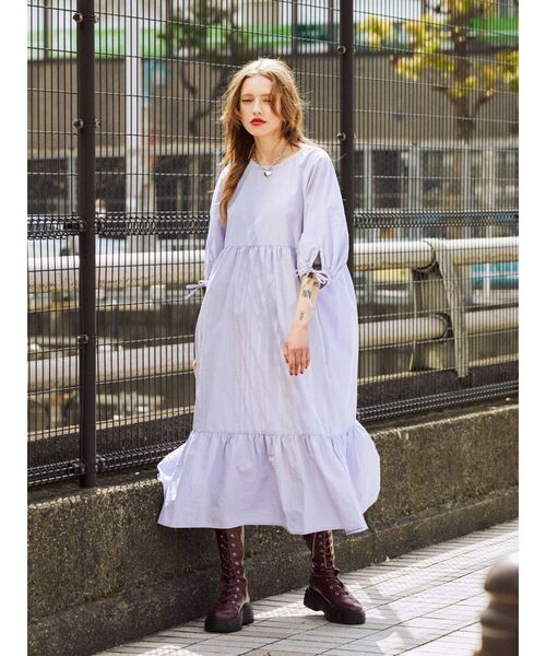 jouetie（ジュエティ）の「オーバーティアード2WAYワンピース（ワンピース・レディース・オフホワイト/ブラック/ラベンダー・MEDIUM）」の7枚目の写真