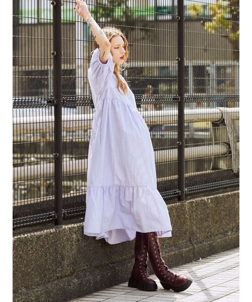 jouetie（ジュエティ）の「オーバーティアード2WAYワンピース（ワンピース・レディース・オフホワイト/ブラック/ラベンダー・MEDIUM）」の10枚目の写真