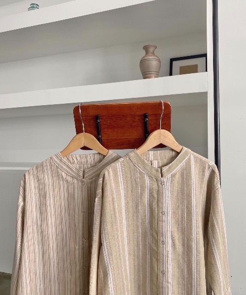 lawgy（ラウジー）の「long cuffs stripe shirt（シャツ/ブラウス・レディース・ベージュ系2/ベージュ系1・FREE）」の20枚目の写真