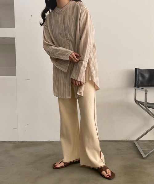 lawgy（ラウジー）の「long cuffs stripe shirt（シャツ/ブラウス・レディース・ベージュ系2/ベージュ系1・FREE）」の17枚目の写真