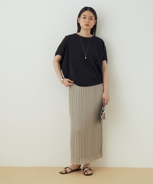 ADAM ET ROPE'（アダムエロペ）の「リラックスTシャツ（Tシャツ/カットソー・レディース・ブラック/ライトグレー/ホワイト/クリーム・FREE）」の5枚目の写真