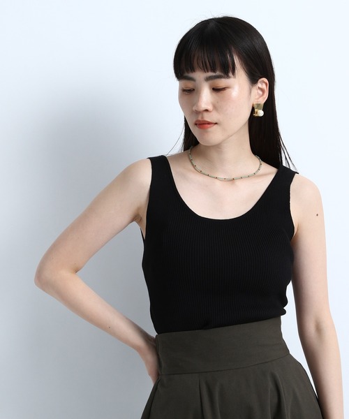 eL（エル）の「【eL】12G Rib Tank Top/949653（タンクトップ・レディース・ブラック/ベージュ/パープル・FREE）」の2枚目の写真