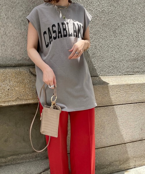 DouDou（ドゥドゥ）の「CASABLANCA T（Tシャツ/カットソー・レディース・オフホワイト/グレイッシュベージュ/グリーン・FREE）」の22枚目の写真