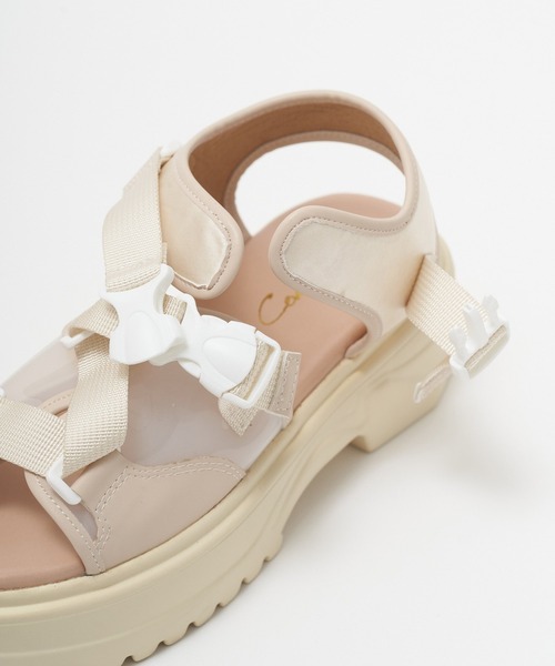 AS KNOW AS PINKY（アズノゥアズピンキー）の「クリアとテープスポサン（サンダル・レディース・ブラック/ベージュ・M/L）」の12枚目の写真