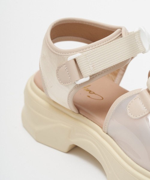 AS KNOW AS PINKY（アズノゥアズピンキー）の「クリアとテープスポサン（サンダル・レディース・ブラック/ベージュ・M/L）」の8枚目の写真