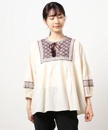 Samansa Mos2 | タッセルリボン付刺繍ブラウス(シャツ/ブラウス)