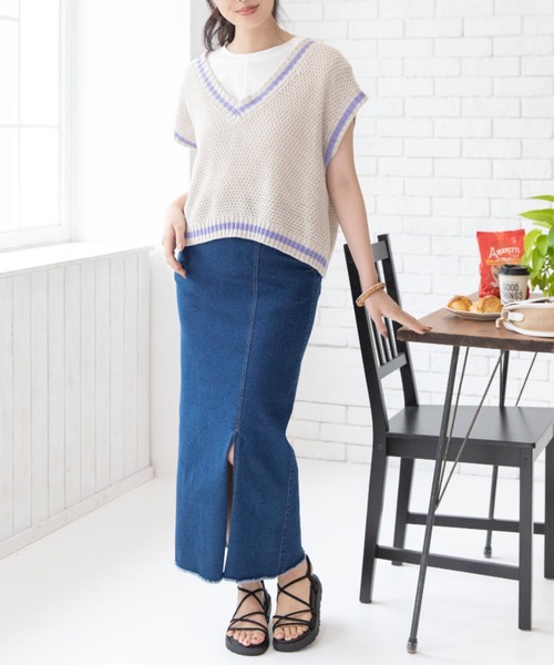 Mysa&Liina（ミーサリーナ）の「デニムタイトロングスカート（デニムスカート・レディース・ブラック/サックスブルー/インディゴブルー・M）」の3枚目の写真